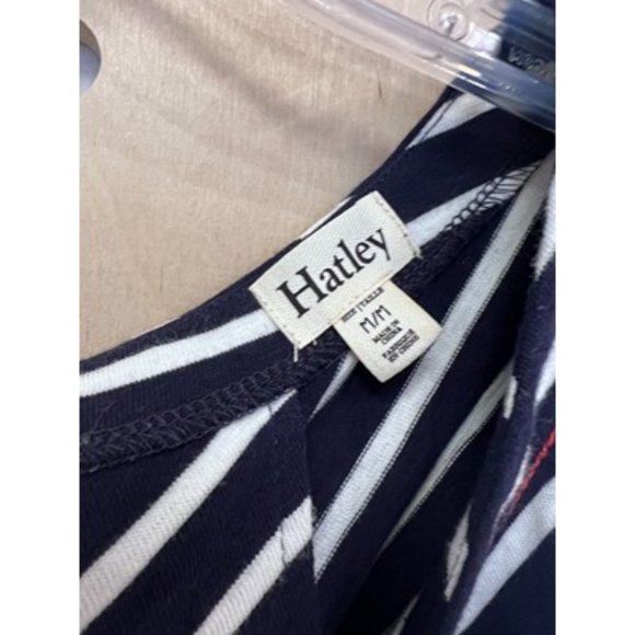 Hatley Blue White Chevron Stripes Wide Red Band Shirt Dress Size M - Picture 4 of 4